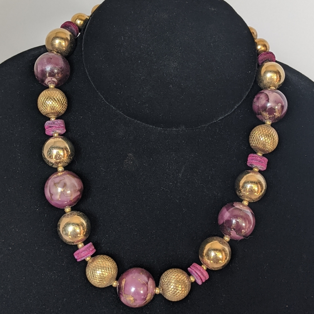 Vintage Gold & Purple Dauplase Necklace